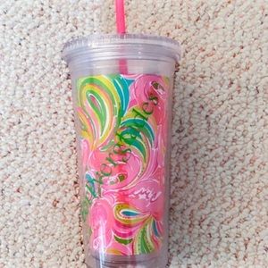 Lilly Pulitzer Tumbler Cup NEW with lid and Straw Special Edition Pink